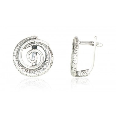 925°, Silver earrings with english lock, No stone, 2201096(POx-Bk)