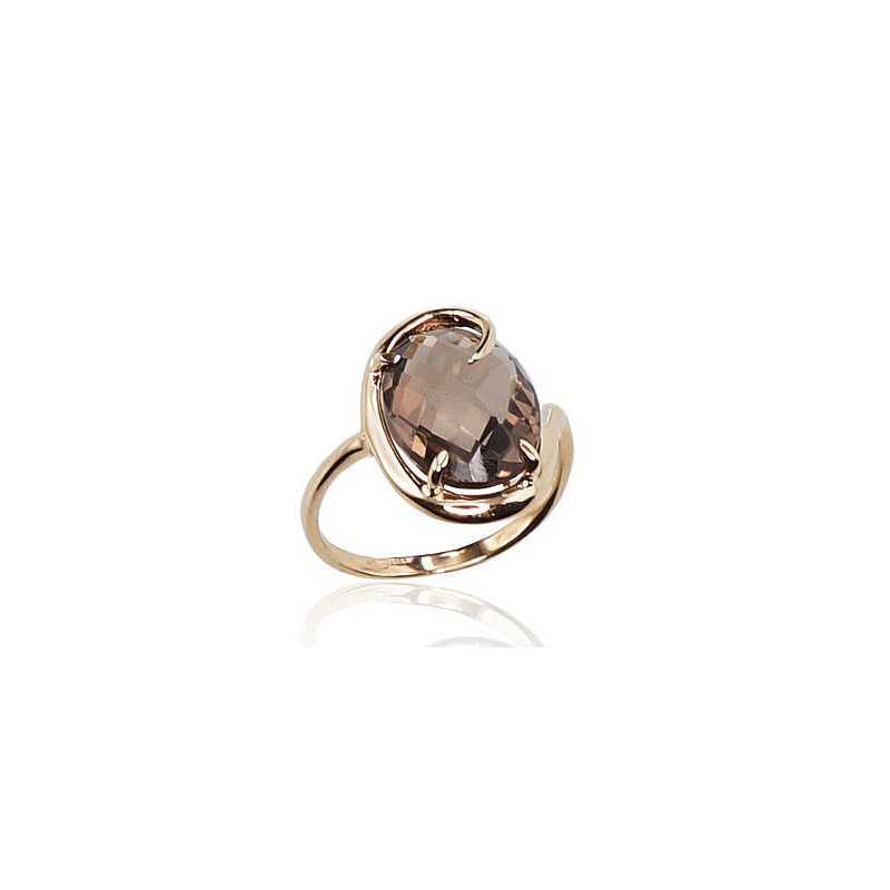 585° Gold ring, Stone: Smoky Quarz , Type: \"Bracciali\"  collection, 1100022(Au-Y)_KZSM