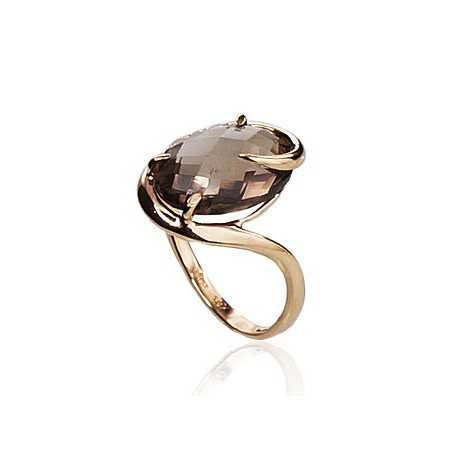 585° Gold ring, Stone: Zirkons , Smoky Quarz , Type: \"Bracciali\"  collection, 1100023(Au-Y)_CZ+KZSM