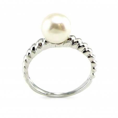 585° Gold ring, Stone: Fresh-water Pearl , Type: \"Bracciali\"  collection, 1100084(Au-W)_PE