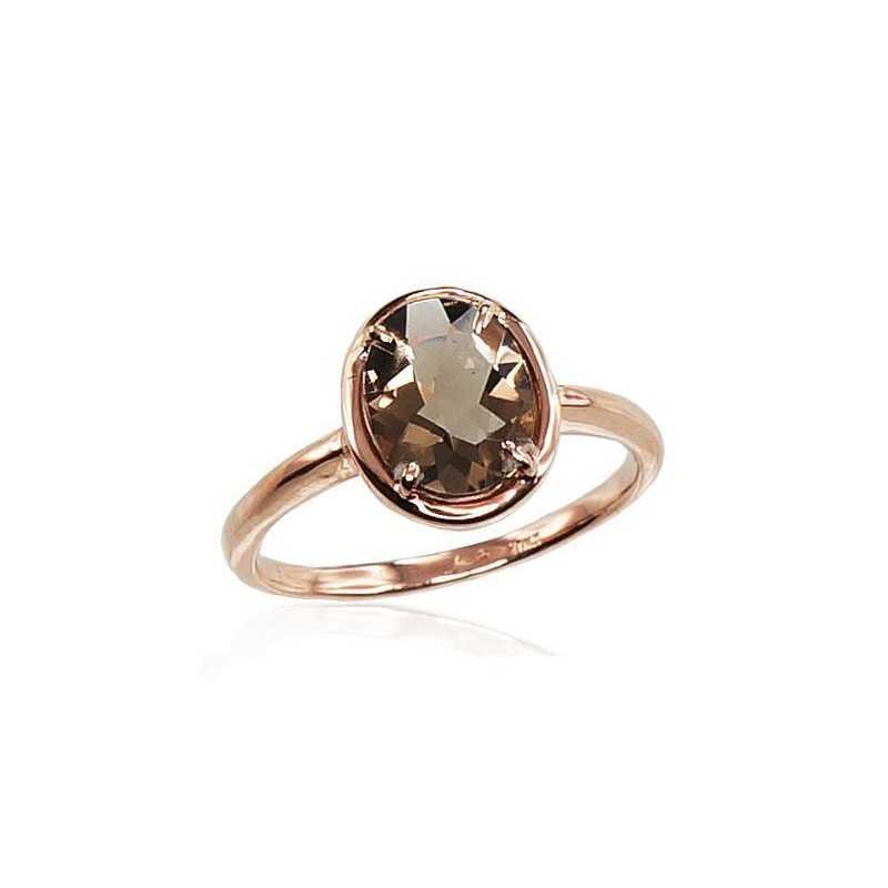 585° Gold ring, Stone: Smoky Quarz , Type: \"Bracciali\"  collection, 1100086(Au-R)_KZSM