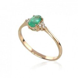 585° Gold ring, Stone: Diamonds, Emerald, Type: With precious stones, 1100091(Au-R+PRh-W)_DI+EM