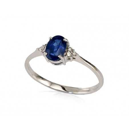 585° Gold ring, Stone: Diamonds, Sapphire, Type: With precious stones, 1100091(Au-W)_DI+SA