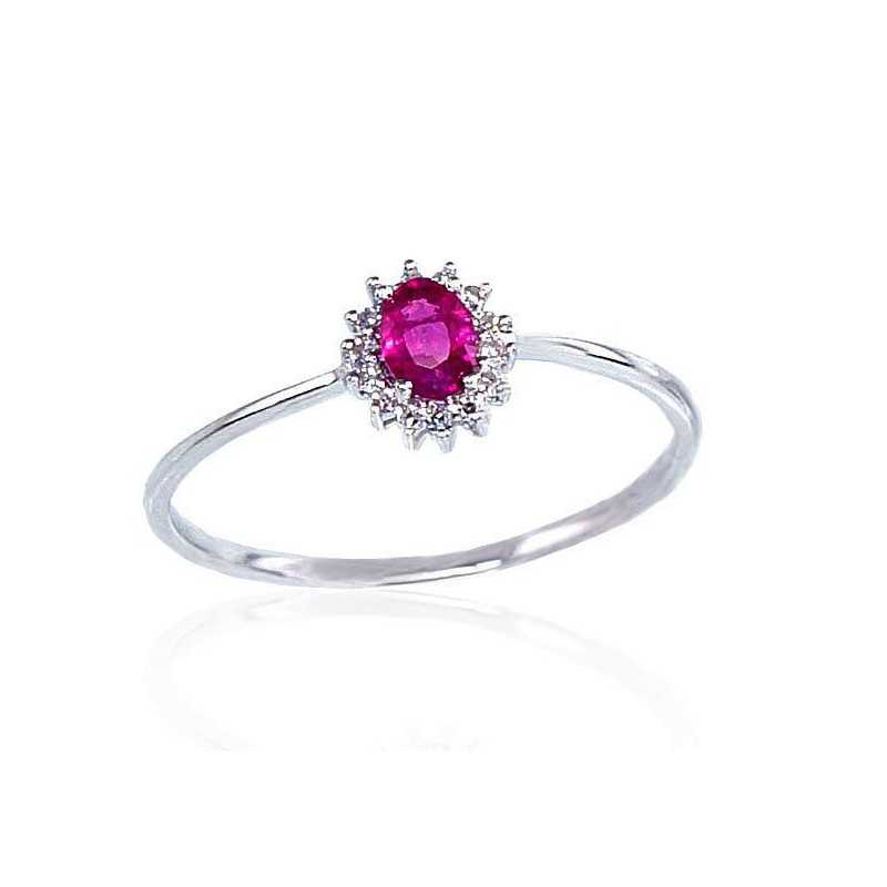 585° Gold ring, Stone: Diamonds, Ruby, Type: With precious stones, 1100100(Au-W)_DI+RB