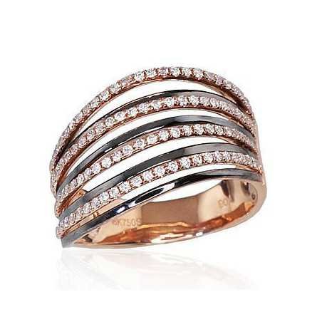750° Золотое кольцо, Stone: Бриллианты, Type: С драгоценными камнями, 1100103(Au-R+PRh-Bk)_DI