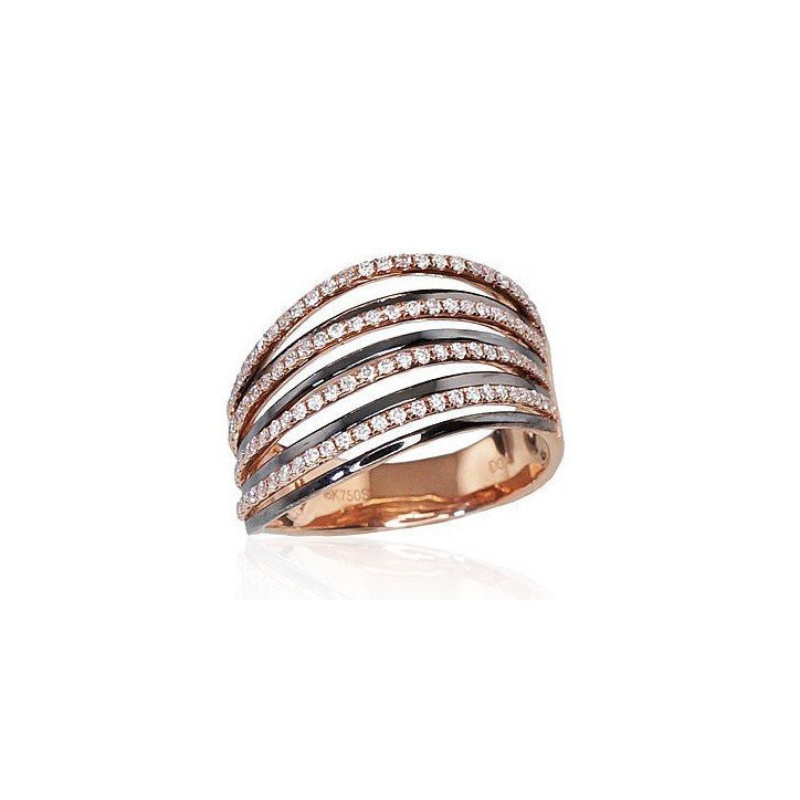 750° Gold ring, Stone: Diamonds, Type: With precious stones, 1100103(Au-R+PRh-Bk)_DI