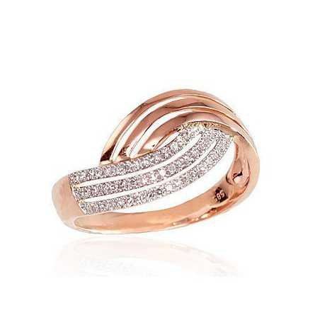 585° Gold ring, Stone: Diamonds, Type: With precious stones, 1100132(Au-R+PRh-W)_DI
