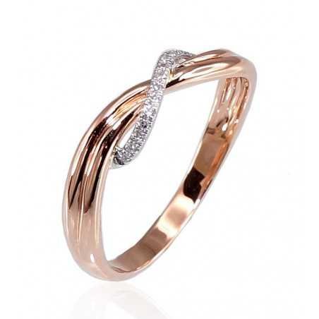 585° Gold ring, Stone: Diamonds, Type: With precious stones, 1100135(Au-R+PRh-W)_DI