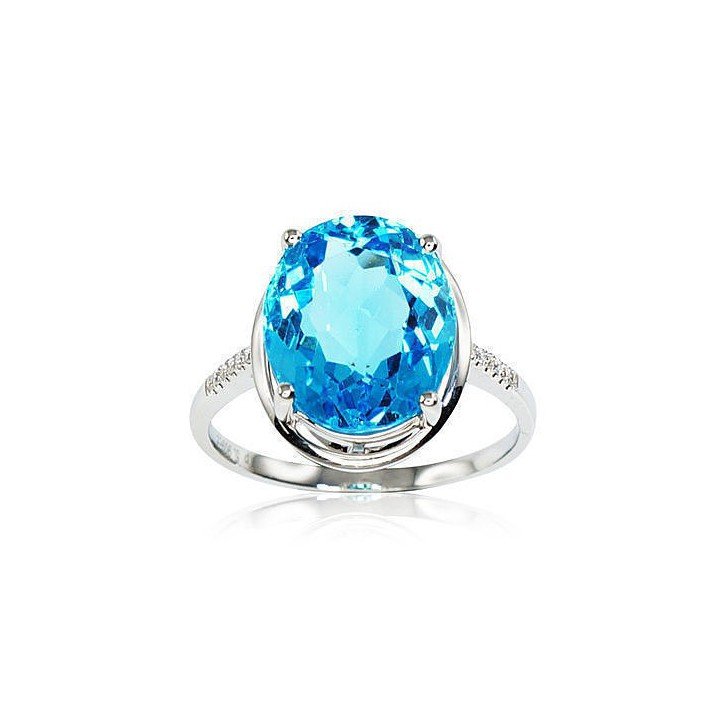 750° Gold ring, Stone: Diamonds, Blue Topaz , Type: With precious stones, 1100164(Au-W)_DI+TZB