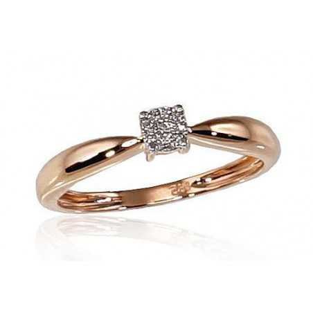 Gold ring, Rose gold, 585°, Diamonds, 1100187(Au-R+PRh-W)_DI