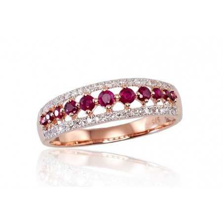585° Gold ring, Stone: Diamonds, Ruby, Type: With precious stones, 1100189(Au-R+PRh-W)_DI+RB