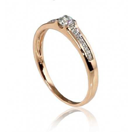 Gold ring, Rose gold, 585°, Diamonds, 1100190(Au-R+PRh-W)_DI