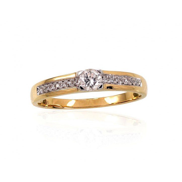Gold ring, Yellow gold, 585°, Diamonds, 1100190(Au-Y+PRh-W)_DI