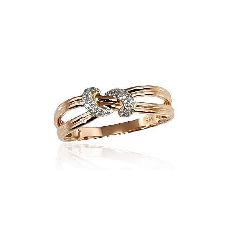 585° Gold ring, Stone: Diamonds, Type: With precious stones, 1100199(Au-R+PRh-W)_DI