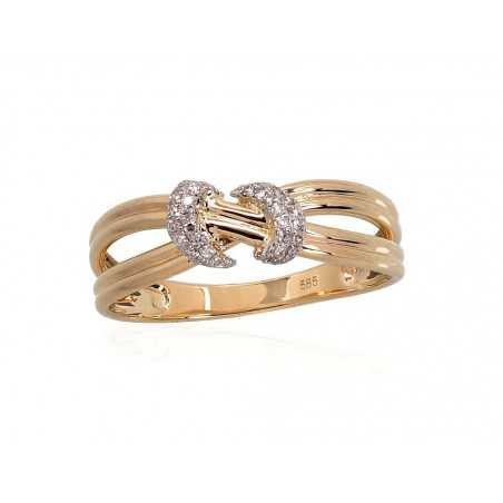585° Gold ring, Stone: Diamonds, Type: With precious stones, 1100199(Au-Y+PRh-W)_DI