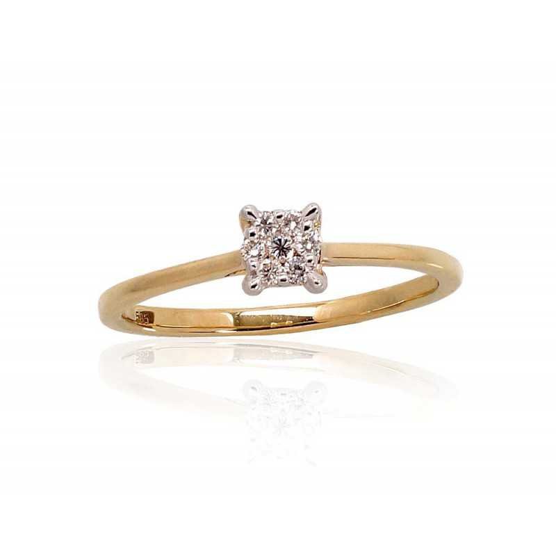 585° Gold ring, Stone: Diamonds, Type: With precious stones, 1100288(Au-Y+PRh-W)_DI