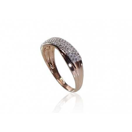 585° Gold ring, Stone: Diamonds, Type: With precious stones, 1100366(Au-R+PRh-W)_DI