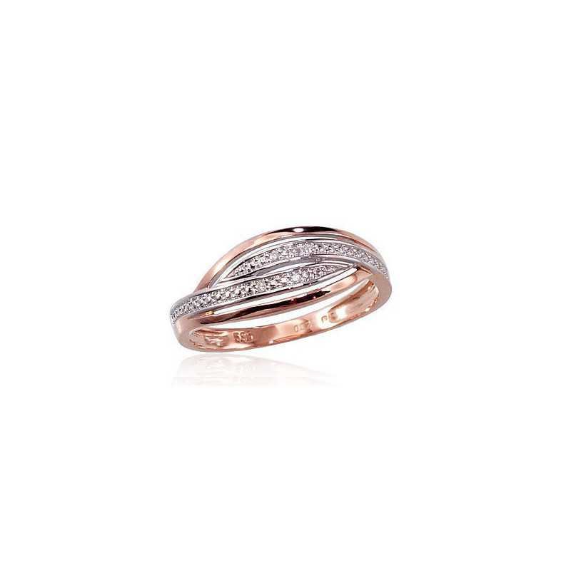 585° Gold ring, Stone: Diamonds, Type: With precious stones, 1100376(Au-R+PRh-W)_DI