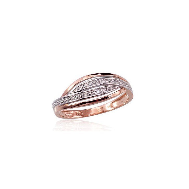 585° Gold ring, Stone: Diamonds, Type: With precious stones, 1100376(Au-R+PRh-W)_DI