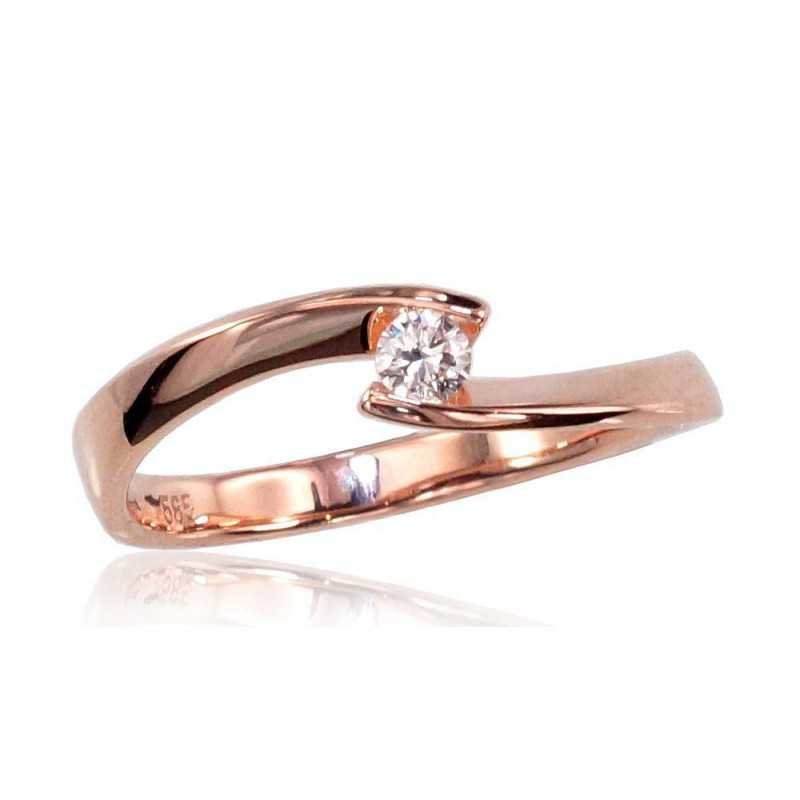 Gold ring, Rose gold, 585°, Diamonds, 1100381(Au-R)_DI
