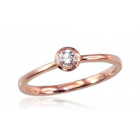 Gold ring, Rose gold, 585°, Diamonds, 1100383(Au-R)_DI