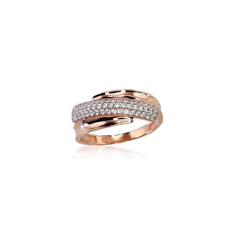 585° Gold ring, Stone: Zirkons , Type: Women, 1100394(Au-R+PRh-W)_CZ