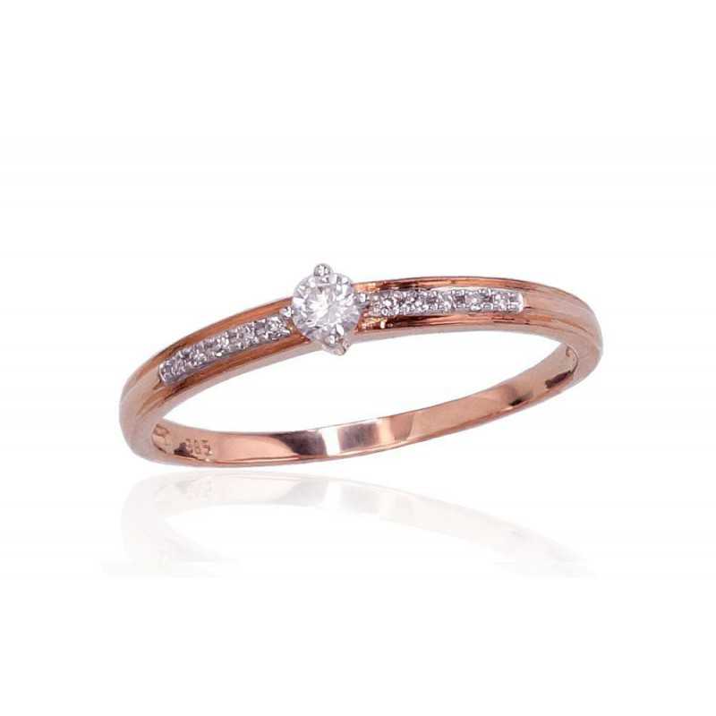 Gold ring, Rose gold, 585°, Diamonds, 1100409(Au-R+PRh-W)_DI