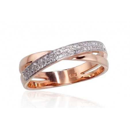585° Gold ring, Stone: Diamonds, Type: With precious stones, 1100411(Au-R+PRh-W)_DI