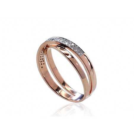 585° Gold ring, Stone: Diamonds, Type: With precious stones, 1100411(Au-R+PRh-W)_DI