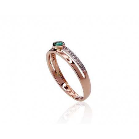 585° Gold ring, Stone: Diamonds, Emerald, Type: With precious stones, 1100418(Au-R+PRh-W)_DI+EM