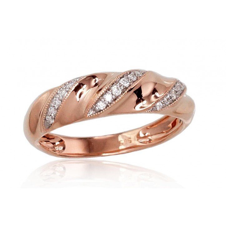 585° Gold ring, Stone: Diamonds, Type: With precious stones, 1100424(Au-R+PRh-W)_DI