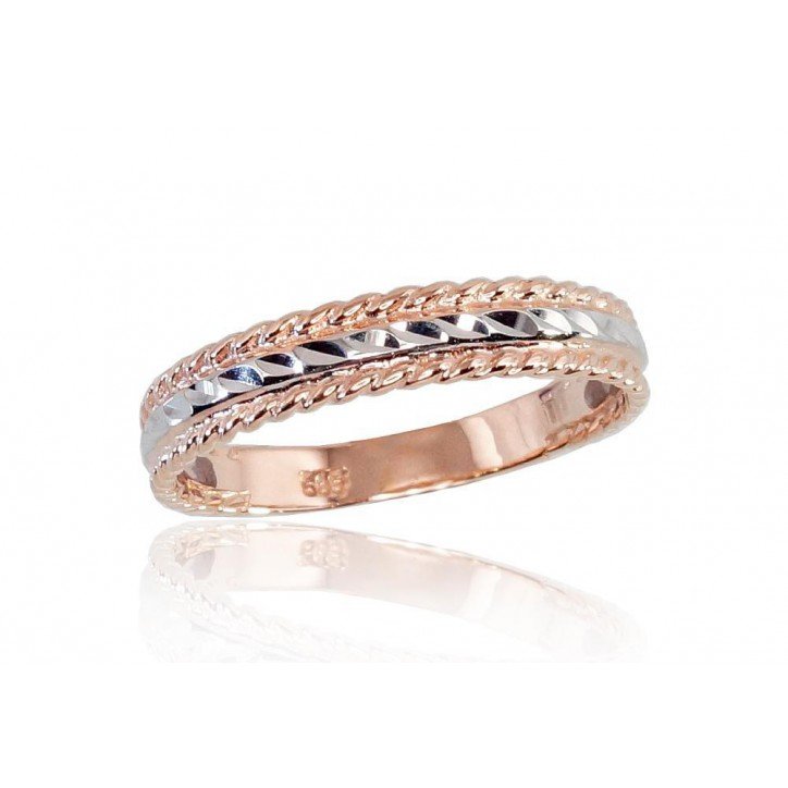 585° Gold ring, Stone: No stone, Type: Women, 1100455(Au-R+PRh-W)