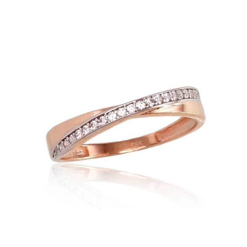 585° Gold ring, Stone: Zirkons , Type: Women, 1100494(Au-R+PRh-W)_CZ