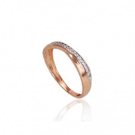 585° Gold ring, Stone: Zirkons , Type: Women, 1100494(Au-R+PRh-W)_CZ