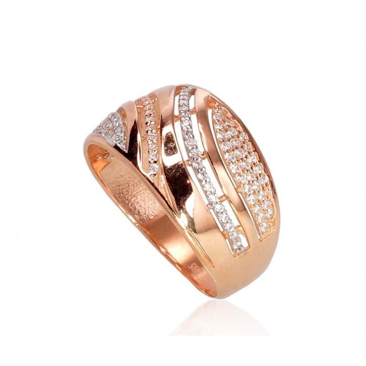 585° Gold ring, Stone: Zirkons , Type: Women, 1100502(Au-R+PRh-W)_CZ
