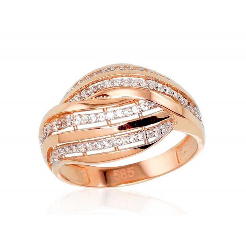 585° Gold ring, Stone: Zirkons , Type: Women, 1100504(Au-R+PRh-W)_CZ