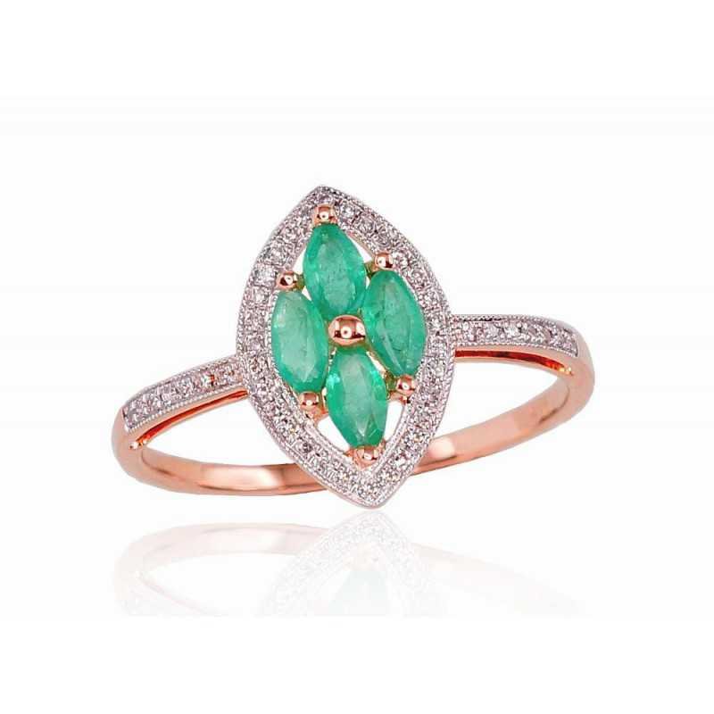 585° Gold ring, Stone: Diamonds, Emerald, Type: With precious stones, 1100522(Au-R+PRh-W)_DI+EM