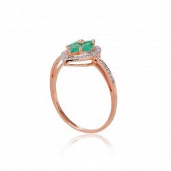 585° Gold ring, Stone: Diamonds, Emerald, Type: With precious stones, 1100522(Au-R+PRh-W)_DI+EM