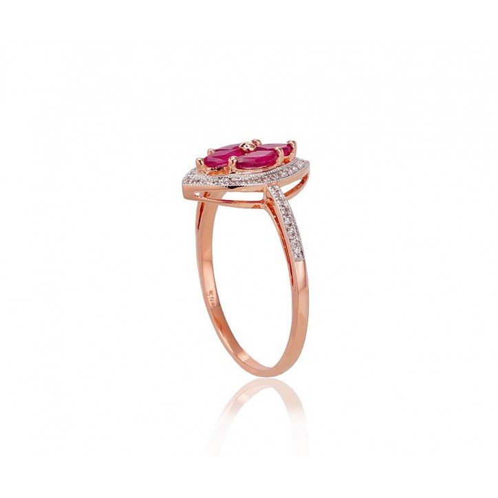 585° Gold ring, Stone: Diamonds, Ruby, Type: With precious stones, 1100522(Au-R+PRh-W)_DI+RB