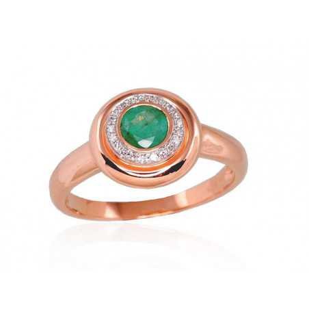 585° Gold ring, Stone: Diamonds, Emerald, Type: With precious stones, 1100524(Au-R+PRh-W)_DI+EM