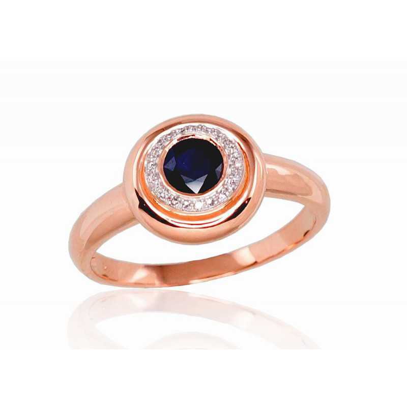 585° Gold ring, Stone: Diamonds, Sapphire, Type: With precious stones, 1100524(Au-R+PRh-W)_DI+SA