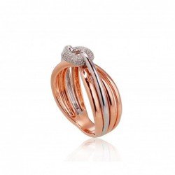 585° Gold ring, Stone: Diamonds, Type: With precious stones, 1100530(Au-R+Au-W)_DI