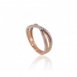 585° Gold ring, Stone: Diamonds, Type: With precious stones, 1100650(Au-R+Au-W)_DI