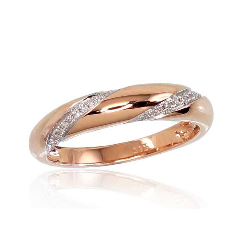 585° Gold ring, Stone: Diamonds, Type: With precious stones, 1100658(Au-R+PRh-W)_DI