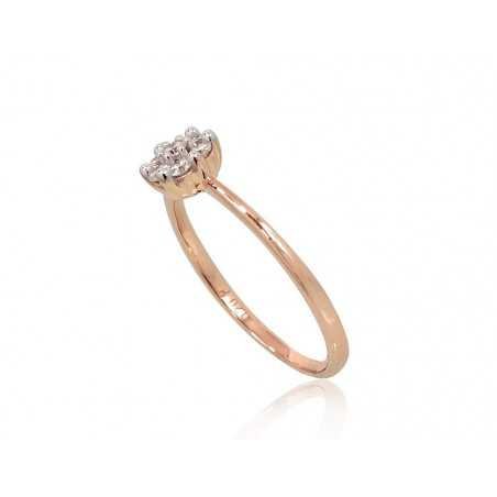 585° Gold ring, Stone: Diamonds, Type: With precious stones, 1100692(Au-R+PRh-W)_DI