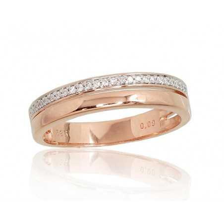 585° Gold ring, Stone: Diamonds, Type: With precious stones, 1100703(Au-R+PRh-W)_DI