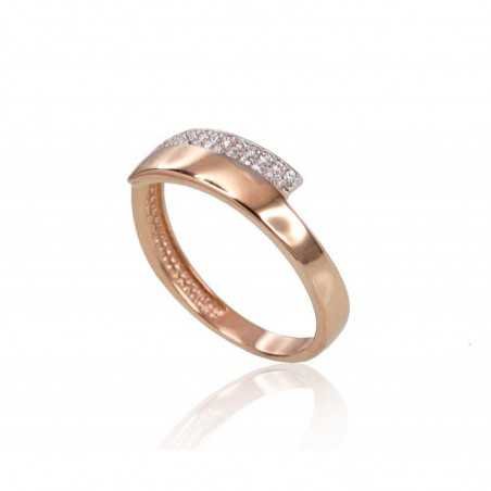 585° Gold ring, Stone: Zirkons , Type: Women, 1100713(Au-R+PRh-W)_CZ