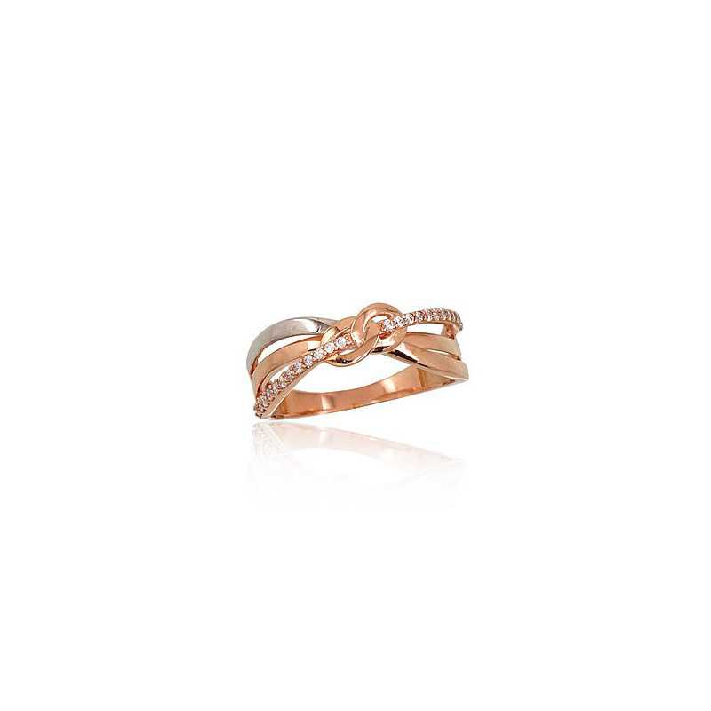 585° Gold ring, Stone: Zirkons , Type: Women, 1100786(Au-R+PRh-W)_CZ