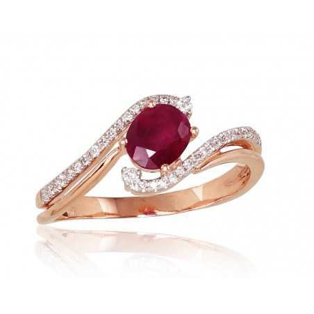 585° Gold ring, Stone: Diamonds, Ruby, Type: With precious stones, 1100811(Au-R+PRh-W)_DI+RB