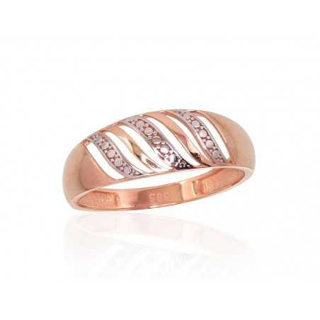 585° Gold ring, Stone: No stone, Type: Women, 1100866(Au-R+PRh-W)